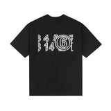 High-count letter print athletic cotton short-sleeve t-shirt