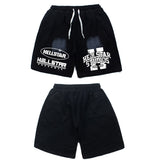 Hip-hop shorts american high street hip hop street sports pants hell distressed retro shorts half length pants loose pants