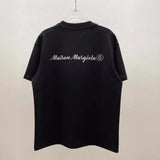 Minimalist letter cursive reflective craft pure cotton double yarn crew neck t-shirt