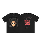 Cross-border supply large v letter lne cherry blossom short half-sleeve sketch embroidery lip print graffiti print short