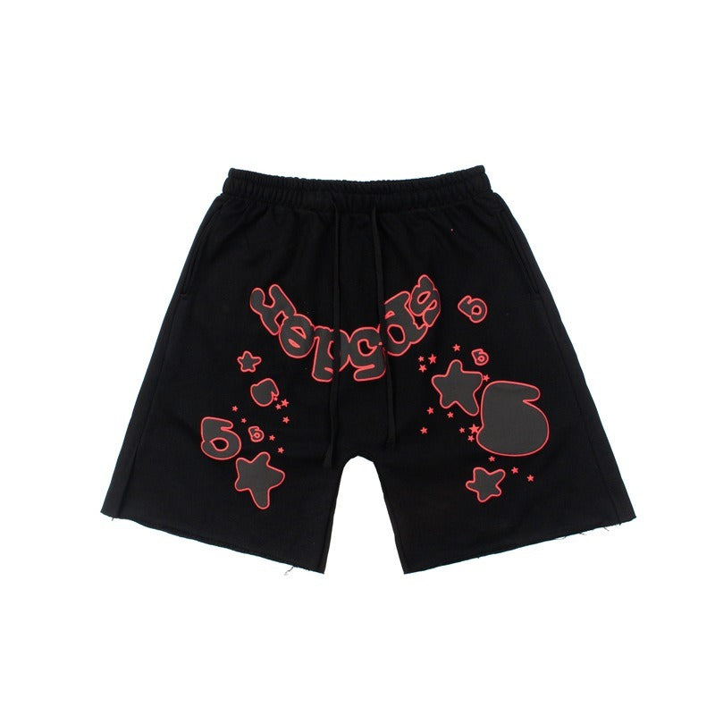 Hip-hop shorts american high street foam letter shorts casualloose sweatpants terry beach shorts