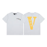 Cross-border supply large v letter lne cherry blossom short half-sleeve sketch embroidery lip print graffiti print short