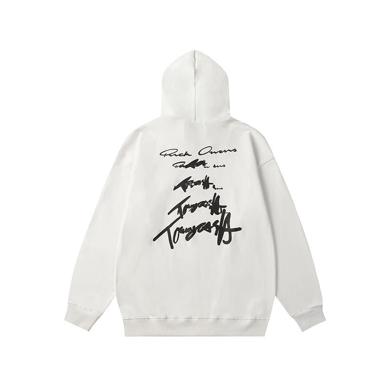 Buy letter embroidered couple's hooded casual sweatshirt