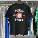 Rhude T Shirts Flame Death Knight Skull Print Cotton Casual Short Sleeve Men and Women