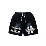 Hip-hop shorts american high street hip hop street sports pants hell distressed retro shorts half length pants loose pants