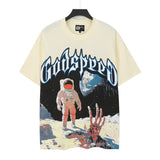 High version gods short sleeve heavy weight washed fog high street rock band skull pure cottonprinting round