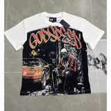 Cross-border wholesale high version gods short-sleeved heavy weight washed fog high street skull pure cotton printed round