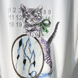 High gsm double yarn cat print 100% cotton short sleeve t-shirt