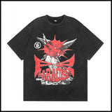 Hs american high street retro washed portrait short-sleeved t-shirt long sleeves sweatshirt hoodie