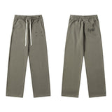 Autumn new arrivals: drawstring pure cotton men's autumn trousers - printed straight leg pants