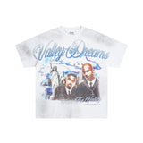 American retro valeforever washed & distressed hotfix rhinestone cotton short sleeve high street star t-shirt