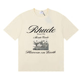 Rhude T Shirts Heave on Earth Printed Cotton Casual Short Sleeve Men and Women