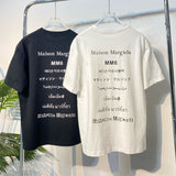 Real shot, in-stock, eight-language text print, 100% cotton short-sleeve t-shirt