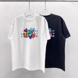 Colorful love crew neck digital print t-shirt - summer pure cotton short sleeve