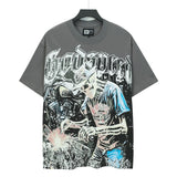 High version gods short sleeve heavy weight washed fog high street rock band skull pure cottonprinting round