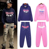 Spder short-sleeved t-shirt young thug foam letter couple hoodie pink