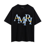 amri washed distressed tiger head number & letter logo short sleeve t-shirt