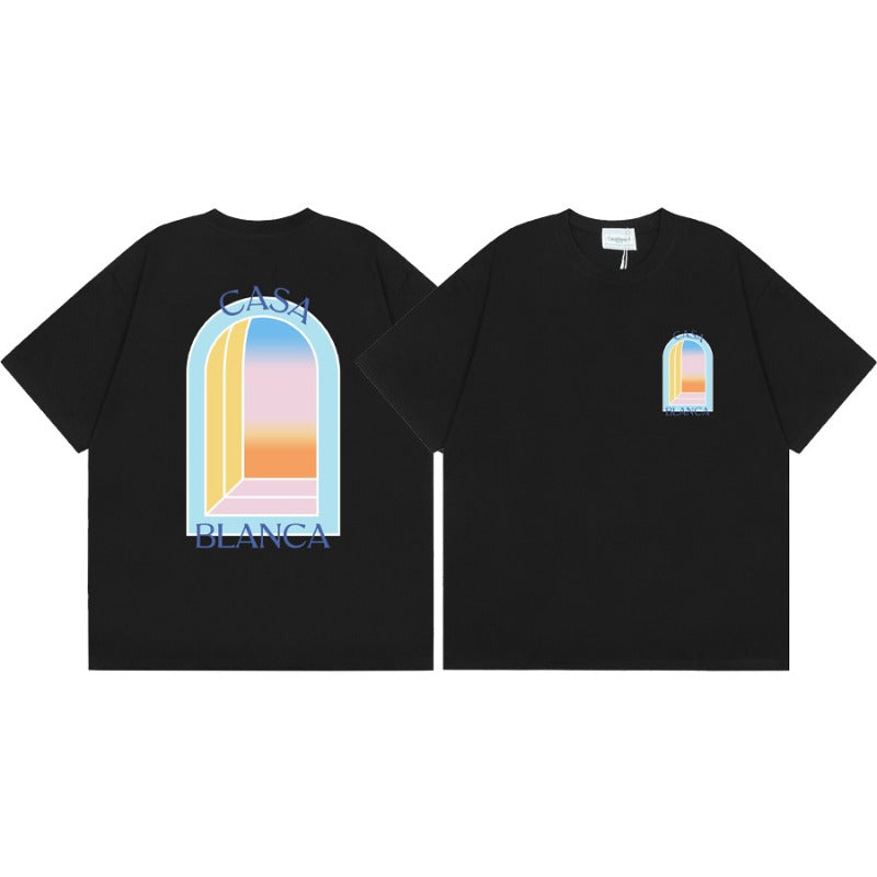 Summer collection: casa casablanca print oversized short-sleeve t-shirt - premium heavyweight cotton