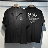 [gram] am flow paint graffiti letter starry sky classic logo print short sleeve couple t-shirt