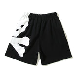 Hip-hop shorts american style terry sweatpants skull printingloosecasual pants shorts half length pants