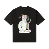Summer loose-fit cat print cartoon t-shirt