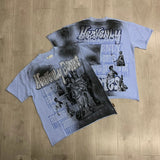 First row american trend high quality washed retro hot diamond casual short-sleeved t-shirt