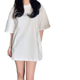 Letter logo cotton crew neck summer undershirt short sleeve tee