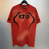 Hs american high street retro washed portrait short-sleeved t-shirt long sleeves sweatshirt hoodie