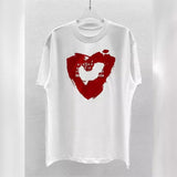 Real shot of heart graffiti hand-painted digital digital printing short-sleeved t-shirt