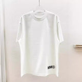 Minimalist letter cursive reflective craft pure cotton double yarn crew neck t-shirt