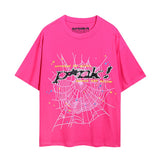 Spder hip hop singer young thug foam letter couple t-shirt pink short