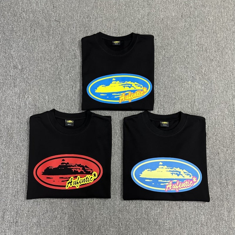Wholesale foreign trade alcatraz basic series short-sleeve corteiz phantom letter logo print t-shirt