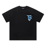 trap gradient letter tiger head short sleeve european and american high street trap star printing t-shirt loose s