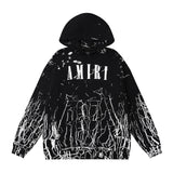 Amri splash ink flowing paint starry sky crack letter logo unicorn arm hoodie sweatshirt couple wear long sleeves