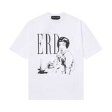 Mopey rich second generation xia loose version beautiful trendy quiet eyes printing round neck short sleeve t-shirt high street