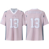 Cross-border american blockcore style patch embroidery t-shirt v-neck sports football uniform mesh quick-drying