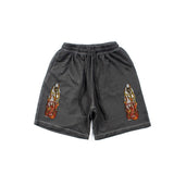 Hip-hop shorts american high street window flame street hip hop retro shorts casualloose sports half length pants