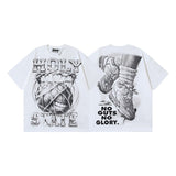 american trend high quality loose t-shirt pure cotton front and rear high-definition printing casualcoupletrendy short sleeves