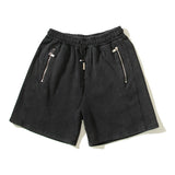 Hip-hop shorts rep washed distressed shorts american retro drawstring terry sports inscasual half length pants