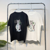 High gsm double yarn cat print 100% cotton short sleeve t-shirt