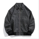 Unisex Baseball Jersey Vintage Brown Lapel Leather Baseball Jacket