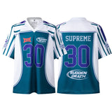 Cross-border american blockcore style patch embroidery t-shirt v-neck sports football uniform mesh quick-drying