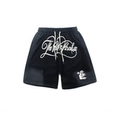 Hip-hop shorts american high street retro mud-dyed distressed hell shorts road to paradiseletter half length pants beach shorts