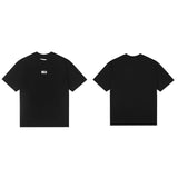 Neutral japanese style casual small logo patch round neck short sleeves