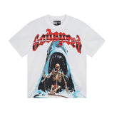 High version gods short sleeve heavy weight washed fog high street rock band skull pure cottonprinting round