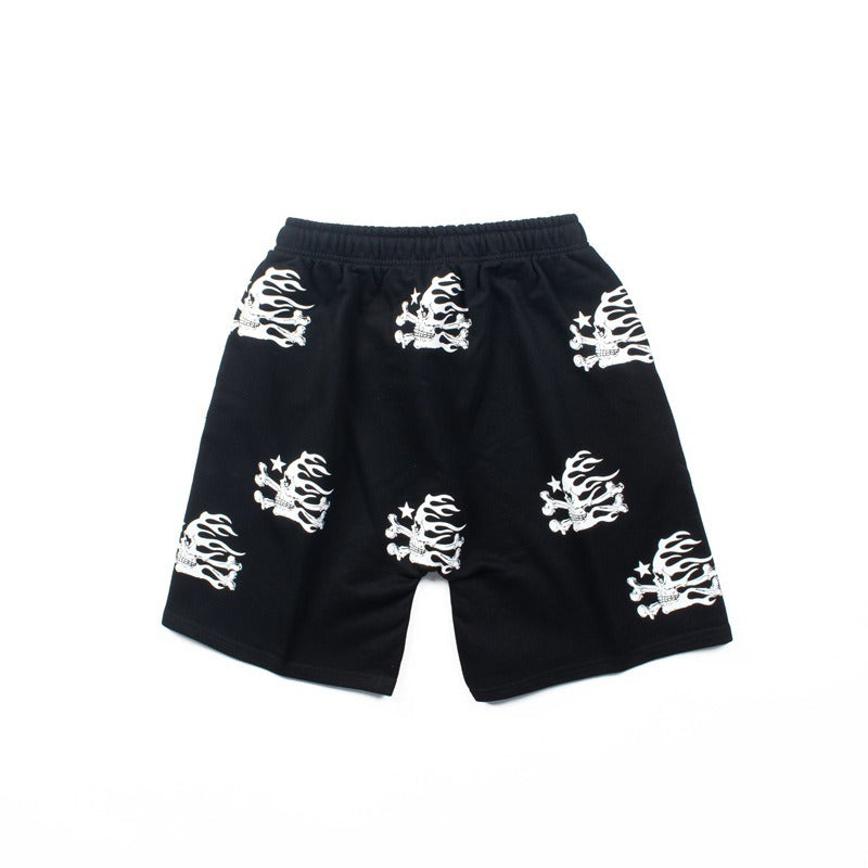 Hip-hop shorts american high street retro hip hop street hell skull short skull drawstring half lengthshorts