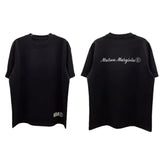 Minimalist letter cursive reflective craft pure cotton double yarn crew neck t-shirt