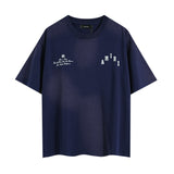 amri washed distressed tiger head number & letter logo short sleeve t-shirt