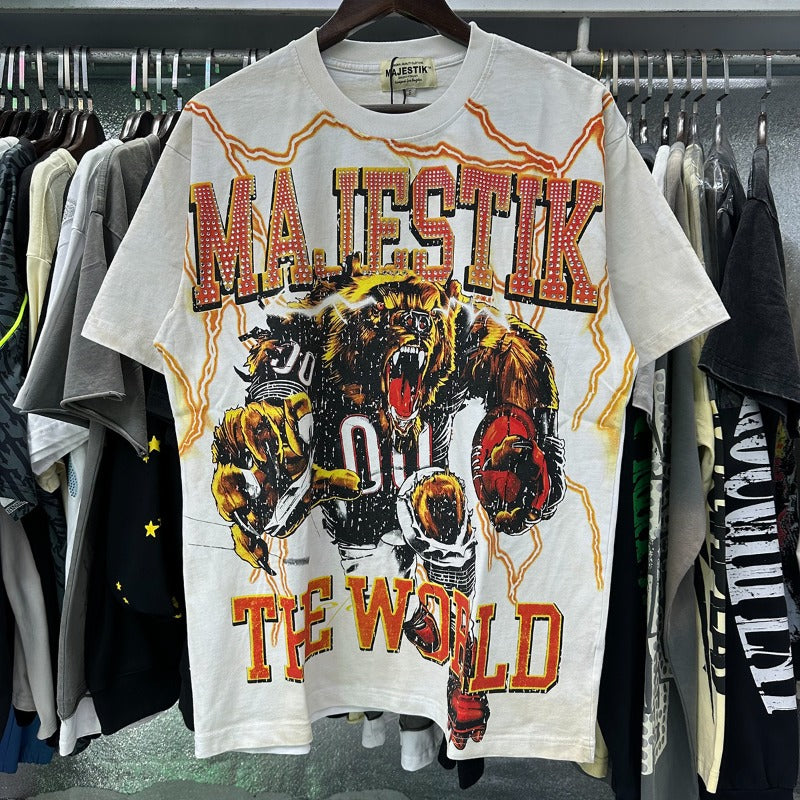 MAJESTIK T Shirts The World Bear Tee Hot Diamond