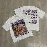 First row american trend high quality washed retro hot diamond casual short-sleeved t-shirt